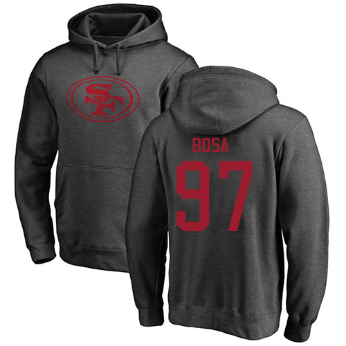 Men San Francisco 49ers Ash Nick Bosa One Color #97 Pullover NFL Hoodie Sweatshirts